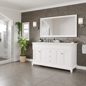 Elite Stamford 60 in. White Double Sink  Bath Vanity with Carrara Quartz Top and Undermount Porcelain Sinks