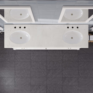 Elite Stamford 72 in. White Double Sink  Bath Vanity with Carrara Quartz Top and Undermount Porcelain Sinks