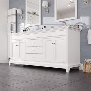 Elite Stamford 72 in. White Double Sink  Bath Vanity with Carrara Quartz Top and Undermount Porcelain Sinks