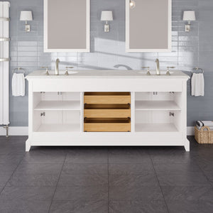 Elite Stamford 72 in. White Double Sink  Bath Vanity with Carrara Quartz Top and Undermount Porcelain Sinks