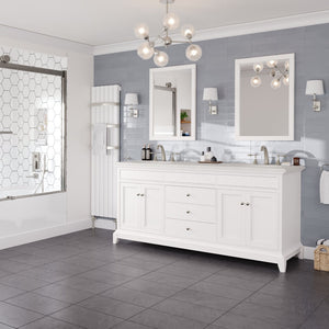 Elite Stamford 72 in. White Double Sink  Bath Vanity with Carrara Quartz Top and Undermount Porcelain Sinks