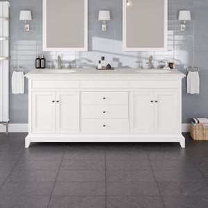 Elite Stamford 72 in. White Double Sink  Bath Vanity with Carrara Quartz Top and Undermount Porcelain Sinks
