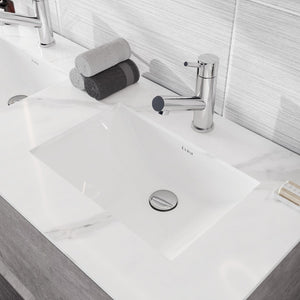Aurora 48 in. Concrete Gray Wall Mount Double Sink  Bath Vanity with Carrara Quartz Top and Undermount Porcelain Sinks