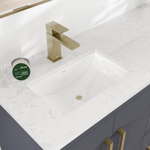 Curio 60 in. Dark Blue Double Sink  Bath Vanity with Carrara Quartz Top and Undermount Porcelain Sinks