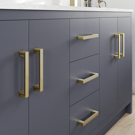 Curio 60 in. Dark Blue Double Sink  Bath Vanity with Carrara Quartz Top and Undermount Porcelain Sinks
