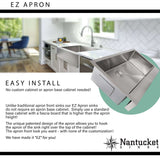 Nantucket Sinks' EZApron33-5.5 Patented Design Pro Series Single Bowl Undermount  Stainless Steel Kitchen Sink with 5.5 Inch Apron Front