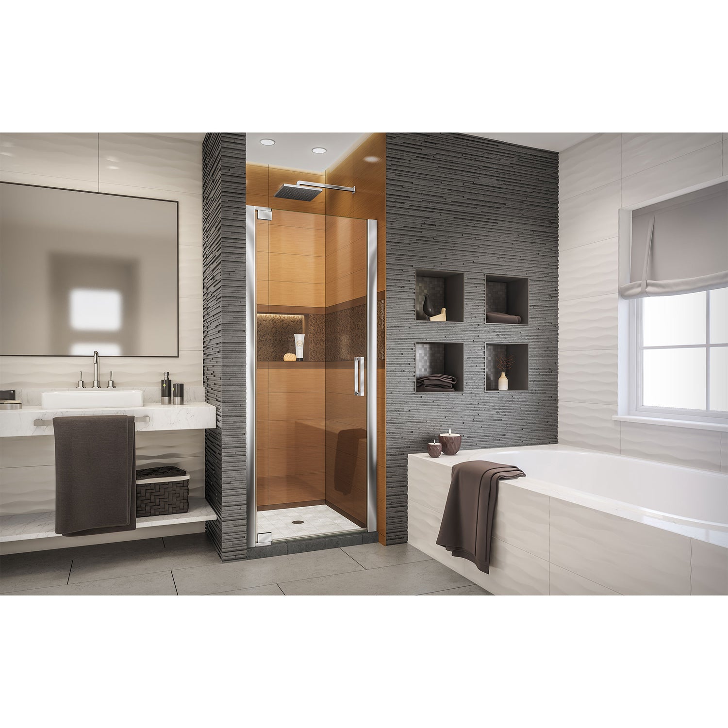 DreamLine Elegance-LS 35 3/4 - 37 3/4 in. W x 72 in. H Frameless Pivot Shower Door in Chrome