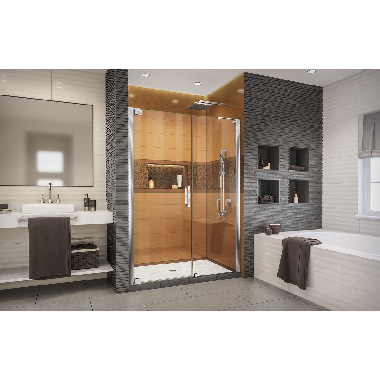 DreamLine Elegance-LS 47 1/4 - 49 1/4 in. W x 72 in. H Frameless Pivot Shower Door in Chrome