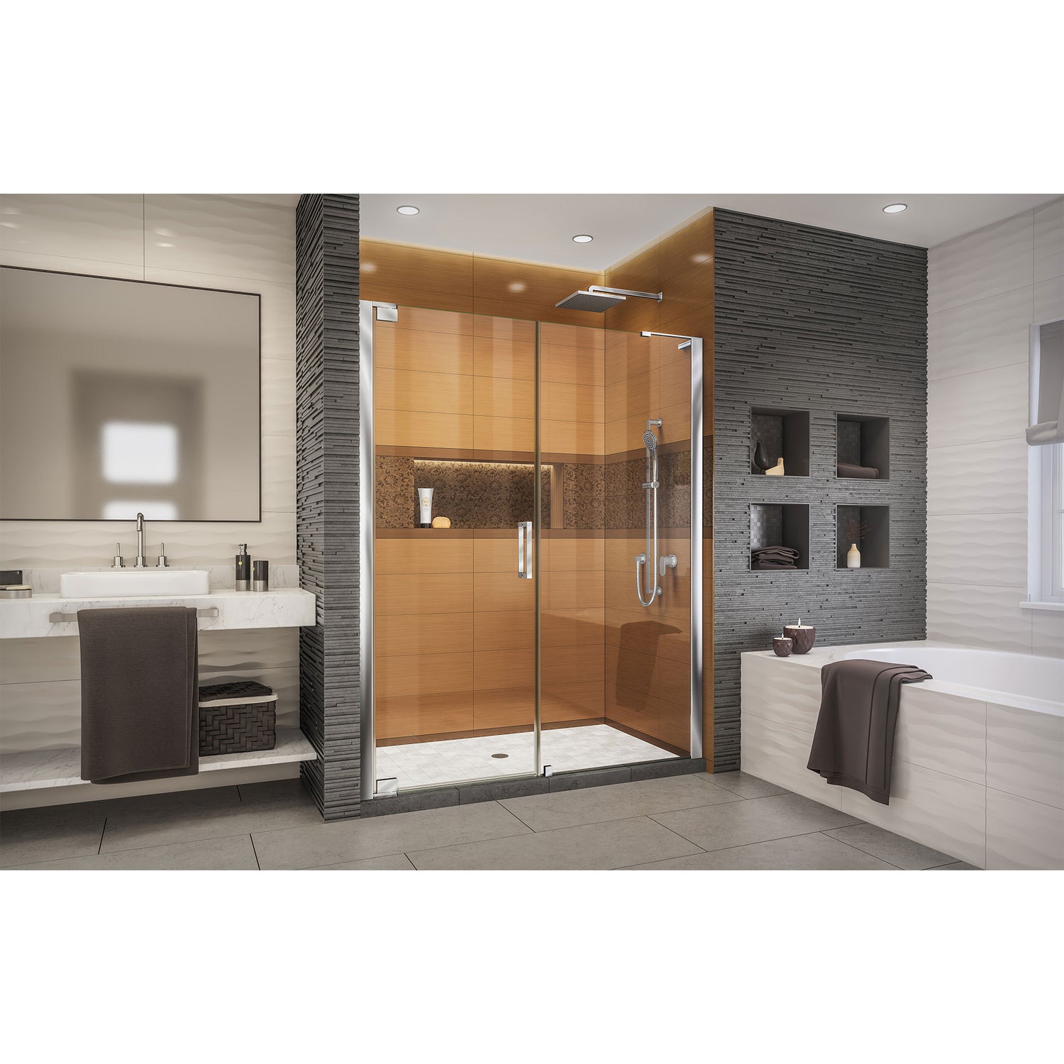 DreamLine Elegance-LS 63 3/4 - 65 3/4 in. W x 72 in. H Frameless Pivot Shower Door in Chrome
