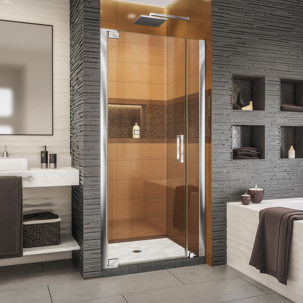 DreamLine Elegance-LS 34 1/2 - 36 1/2 in. W x 72 in. H Frameless Pivot Shower Door in Chrome