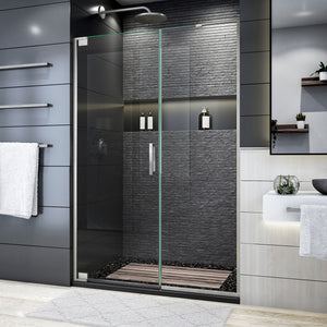 DreamLine Elegance Plus 51 3/4 -52 1/2 in. W x 72 in. H Frameless Pivot Shower Door in Brushed Nickel