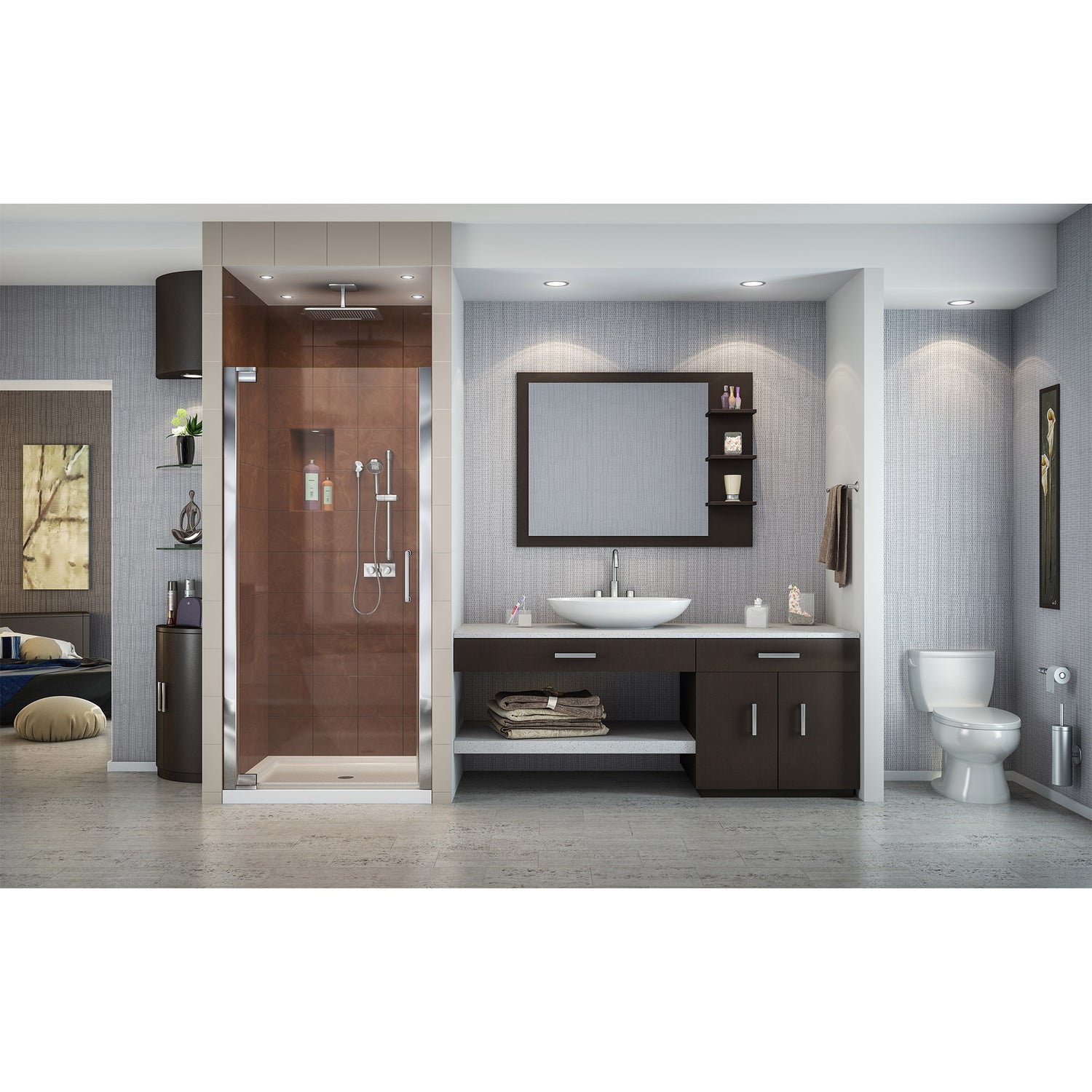 DreamLine Elegance 27-29 in. W x 72 in. H Frameless Pivot Shower Door in Chrome