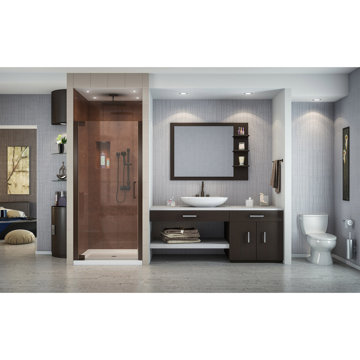 DreamLine Elegance 27-29 in. W x 72 in. H Frameless Pivot Shower Door in Oil Rubbed Bronze