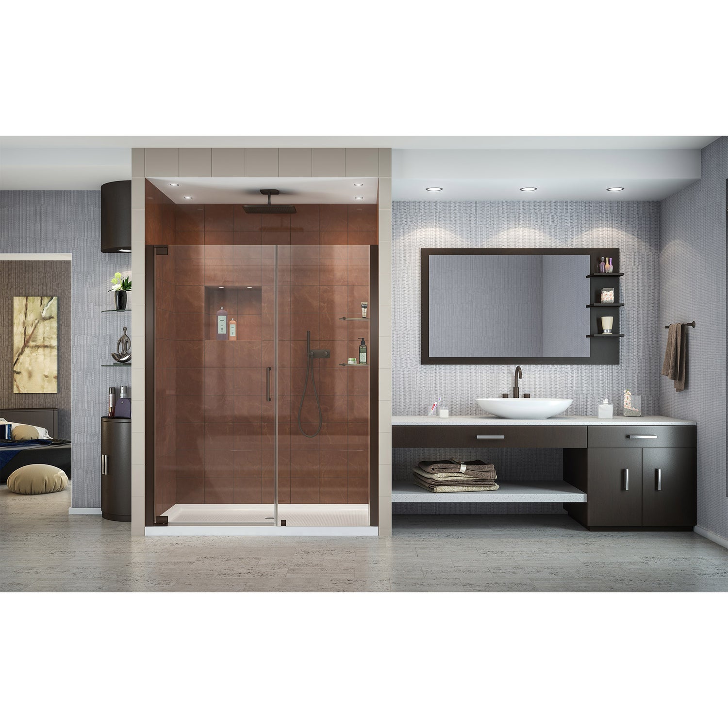 DreamLine Elegance 52 3/4 - 54 3/4 in. W x 72 in. H Frameless Pivot Shower Door in Oil Rubbed Bronze