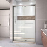 DreamLine Encore 34 in. D x 48 in. W x 78 3/4 in. H Bypass Shower Door in Brushed Nickel and Center Drain Biscuit Base Kit