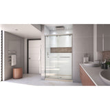 DreamLine Encore 36 in. D x 48 in. W x 78 3/4 in. H Bypass Shower Door in Brushed Nickel with Center Drain Biscuit Base Kit