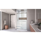 DreamLine Encore 36 in. D x 48 in. W x 78 3/4 in. H Bypass Shower Door in Brushed Nickel with Center Drain White Base Kit