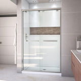 DreamLine Encore 32 in. D x 48 in. W x 78 3/4 in. H Bypass Shower Door in Brushed Nickel and Center Drain White Base Kit