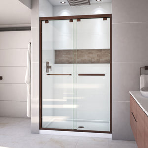 DreamLine Encore 36 in. D x 48 in. W x 78 3/4 in. H Bypass Shower Door in Oil Rubbed Bronze with Center Drain White Base Kit
