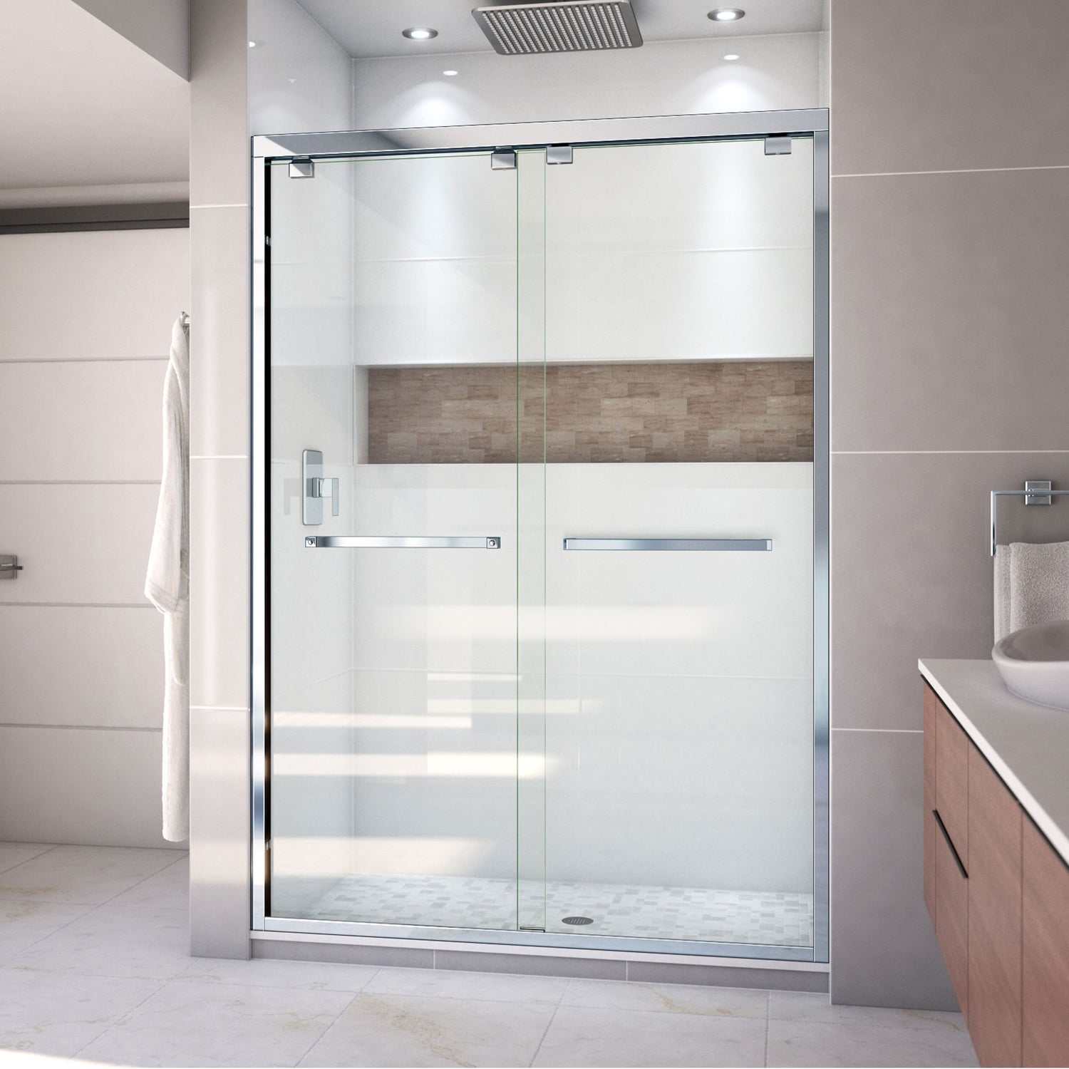 DreamLine Encore 50-54 in. W x 76 in. H Semi-Frameless Bypass Shower Door in Chrome