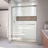 DreamLine Encore 32 in. D x 54 in. W x 78 3/4 in. H Bypass Shower Door in Brushed Nickel and Center Drain Biscuit Base Kit