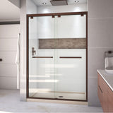 DreamLine Encore 32 in. D x 54 in. W x 78 3/4 in. H Bypass Shower Door in Oil Rubbed Bronze, Center Drain Biscuit Base Kit