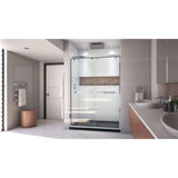 DreamLine Encore 32 in. D x 54 in. W x 78 3/4 in. H Bypass Shower Door in Chrome and Center Drain Black Base Kit