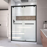 DreamLine Encore 32 in. D x 54 in. W x 78 3/4 in. H Bypass Shower Door in Satin Black and Center Drain White Base Kit