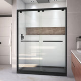 DreamLine Encore 34 in. D x 60 in. W x 78 3/4 in. H Bypass Shower Door in Satin Black and Center Drain Black Base Kit