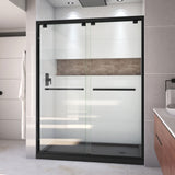 DreamLine Encore 34 in. D x 60 in. W x 78 3/4 in. H Bypass Shower Door in Satin Black and Right Drain Black Base Kit