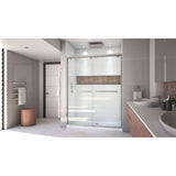 DreamLine Encore 30 in. D x 60 in. W x 78 3/4 in. H Bypass Shower Door in Brushed Nickel and Center Drain White Base Kit