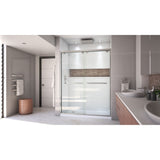 DreamLine Encore 34 in. D x 60 in. W x 78 3/4 in. H Bypass Shower Door in Brushed Nickel and Left Drain White Base Kit