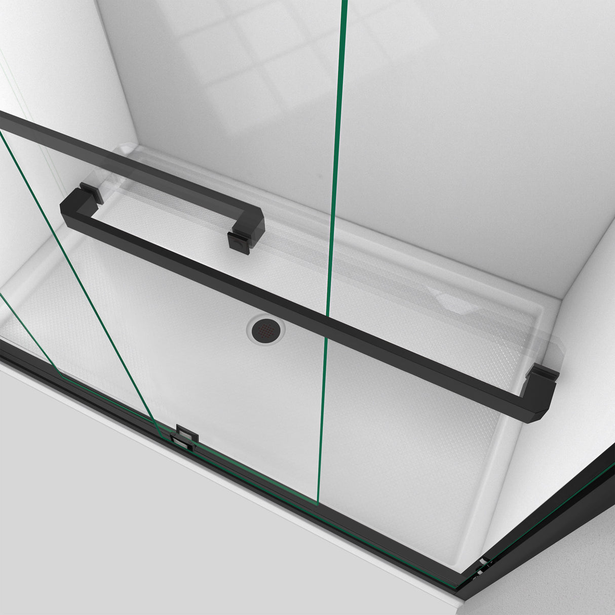 DreamLine Encore 30 in. D x 60 in. W x 78 3/4 in. H Bypass Shower Door in Satin Black and Left Drain White Base Kit