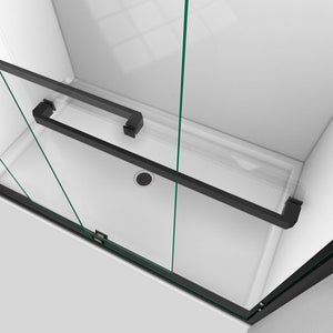 DreamLine Encore 30 in. D x 60 in. W x 78 3/4 in. H Bypass Shower Door in Satin Black and Left Drain White Base Kit