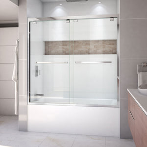 DreamLine Encore 56-60 in. W x 58 in. H Semi-Frameless Bypass Tub Door in Chrome