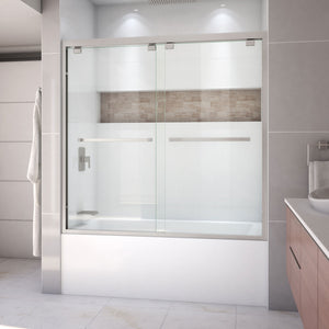 DreamLine Encore 56-60 in. W x 58 in. H Semi-Frameless Bypass Tub Door in Brushed Nickel