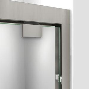 DreamLine Encore 30 in. D x 60 in. W x 78 3/4 in. H Bypass Shower Door in Brushed Nickel and Left Drain White Base Kit