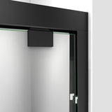 DreamLine Encore 34 in. D x 60 in. W x 78 3/4 in. H Bypass Shower Door in Satin Black and Left Drain Black Base Kit