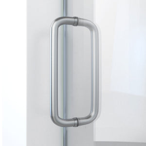 DreamLine Enigma-CXO 56-60 in. W x 76 in. H Fully Frameless Sliding Shower Door in Brushed Stainless Steel with Towel Bar