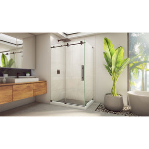 DreamLine Enigma-X 32 1/2 in. D x 48 3/8 in. W x 76 in. H Clear Sliding Shower Enclosure in Oil Rubbed Bronze