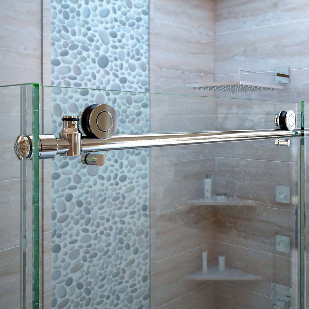 DreamLine Enigma-X 34 1/2 in. D x 72 3/8 in. W x 76 in. H Clear Sliding Shower Enclosure in Brushed Stainless Steel