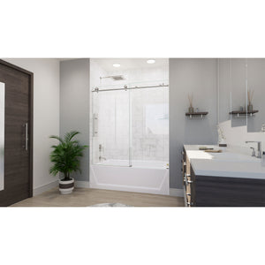 DreamLine Enigma-X 55-59 in. W x 62 in. H Clear Sliding Tub Door in Polished Stainless Steel