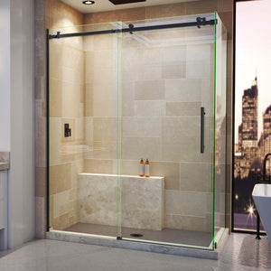 DreamLine Enigma Air 34 3/4 in. D x 60 3/8 in. W x 76 in. H Frameless Sliding Shower Enclosure in Satin Black