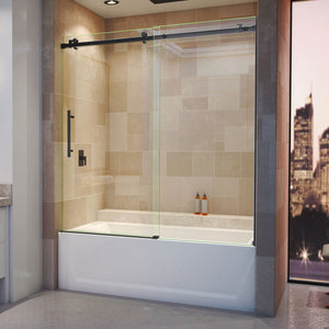 DreamLine Enigma Air 56-60 in. W x 62 in. H Frameless Sliding Tub Door in Satin Black