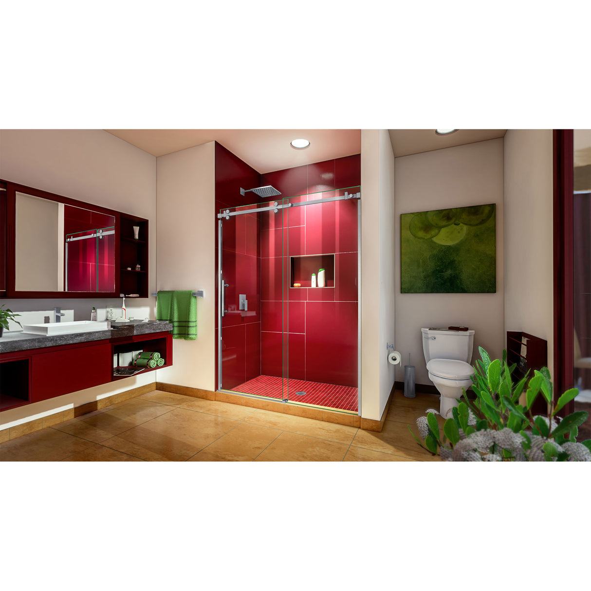 DreamLine Enigma Sky 56-60 in. W x 76 in. H Frameless Sliding Shower Door in Brushed Stainless Steel