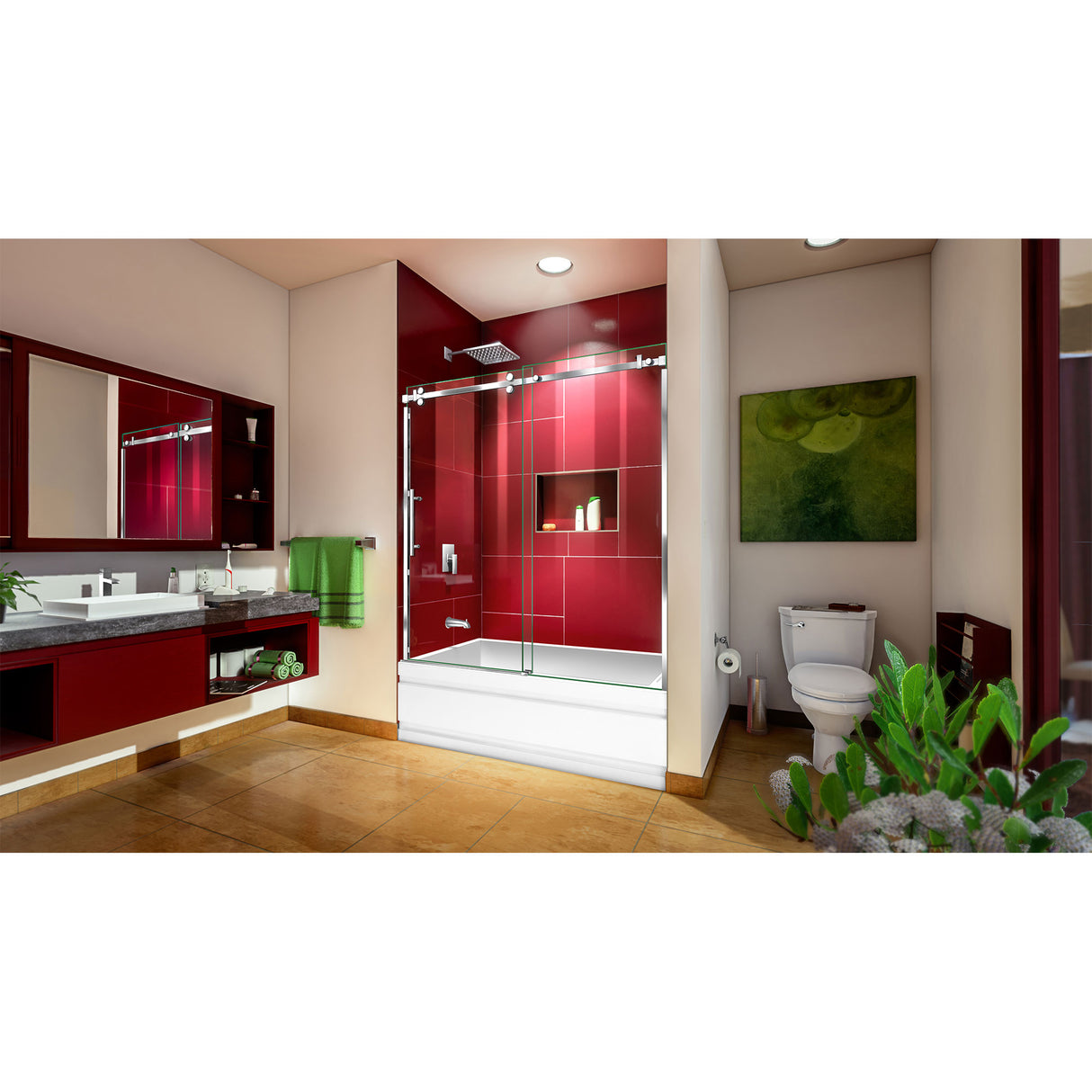 DreamLine Enigma Sky 56-60 in. W x 62 in. H Frameless Sliding Tub Door in Polished Stainless Steel