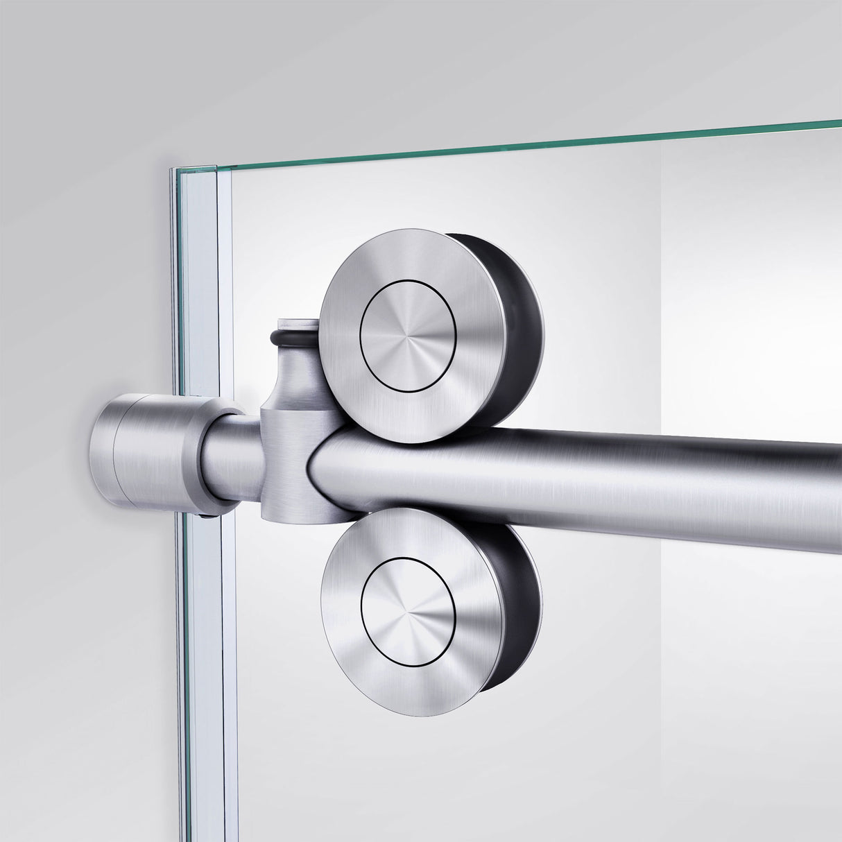 DreamLine Enigma-XO 68-72 in. W x 76 in. H Fully Frameless Sliding Shower Door in Brushed Stainless Steel