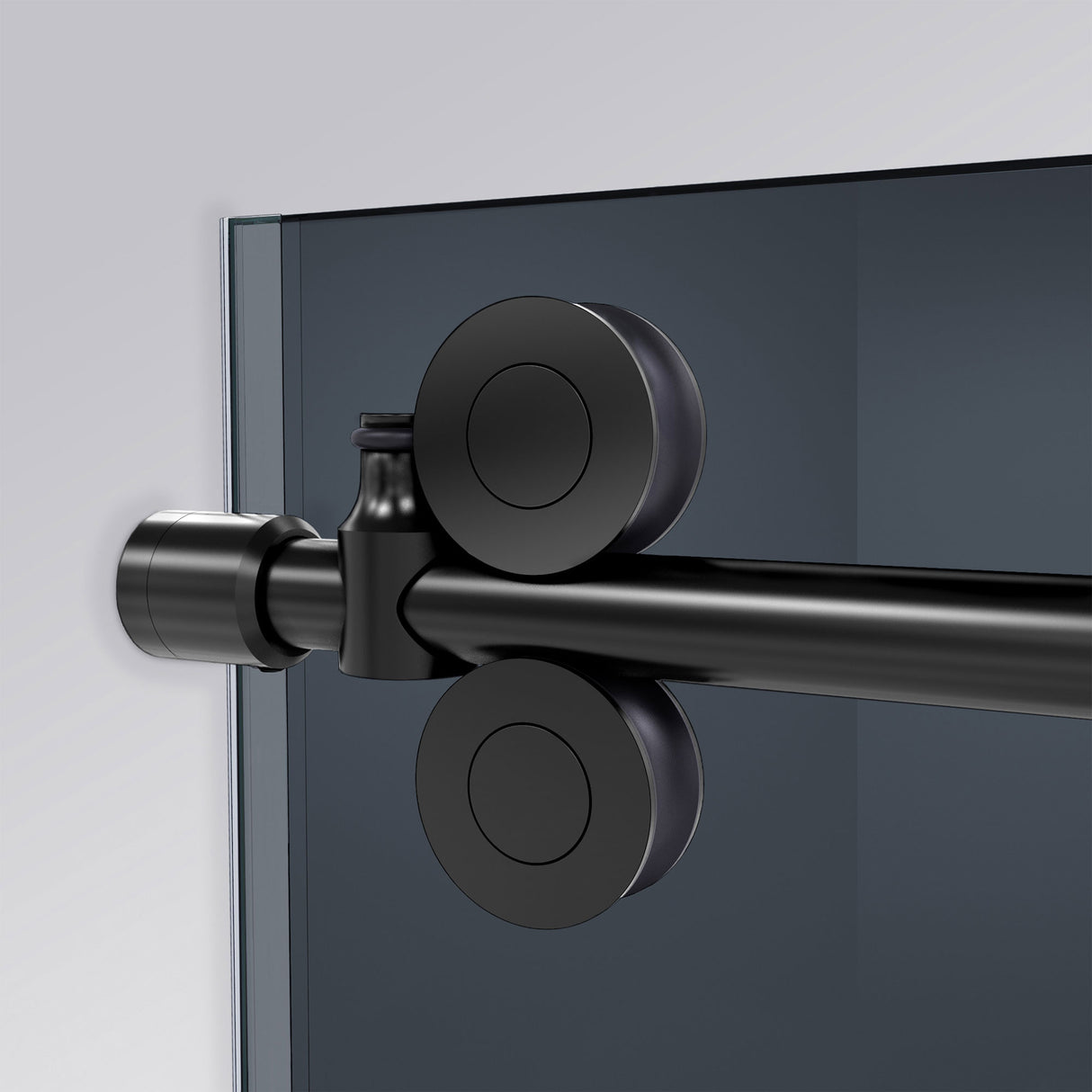 DreamLine Enigma-XO 56-60 in. W x 76 in. H Frameless Smoke Gray Glass Sliding Shower Door in Satin Black Stainless Steel