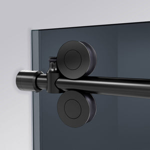 DreamLine Enigma-XO 56-60 in. W x 76 in. H Frameless Smoke Gray Glass Sliding Shower Door in Satin Black Stainless Steel