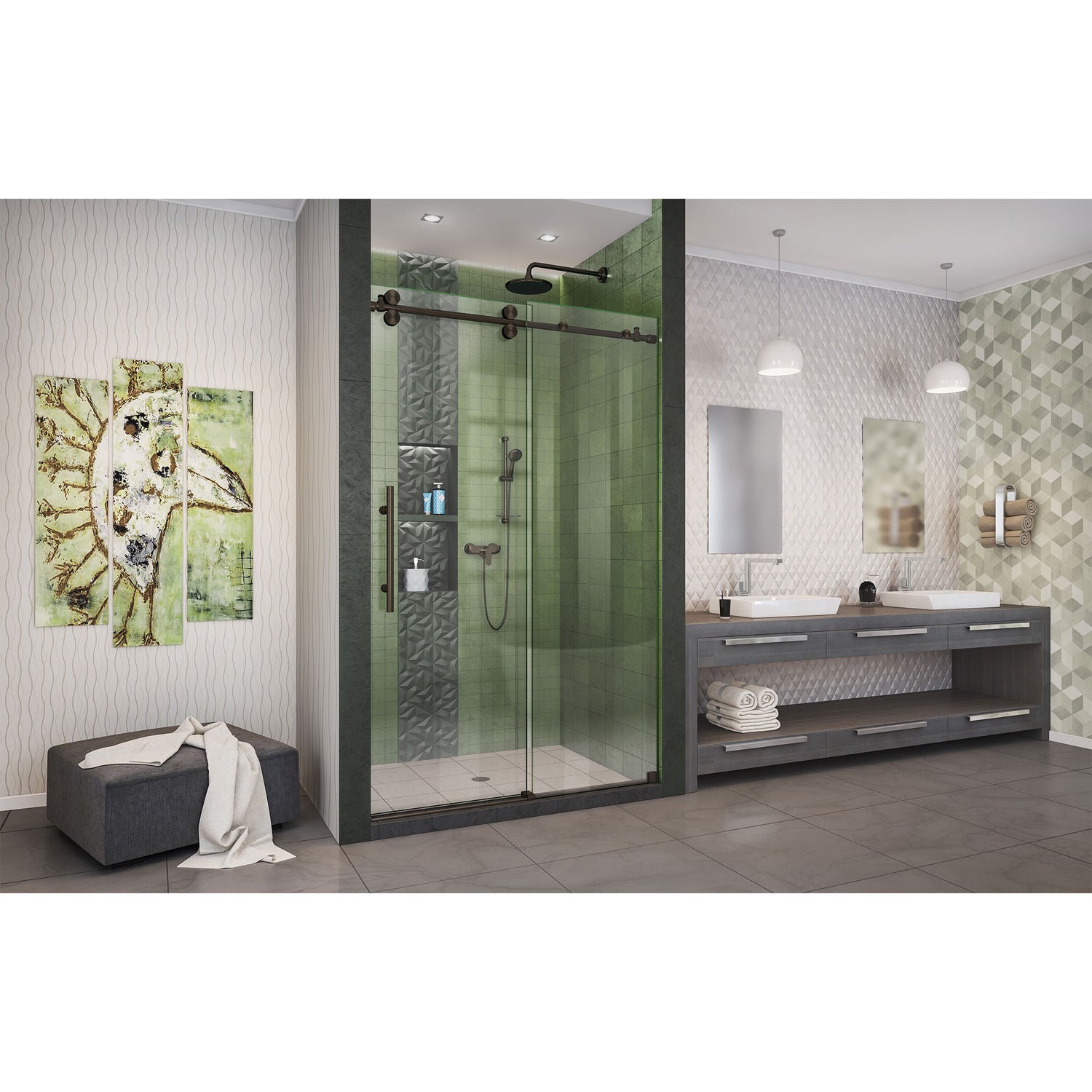 DreamLine Enigma-XO 44-48 in. W x 76 in. H Fully Frameless Sliding Shower Door in Oil Rubbed Bronze